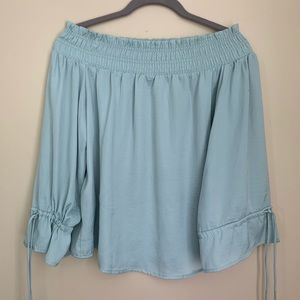 Teal off the shoulder blouse